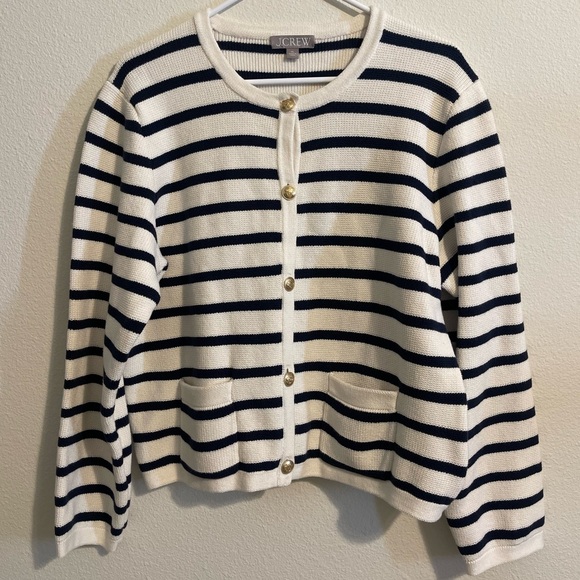 J.Crew New relaxed Emilie sweater lady jacket in stripe - Picture 5 of 8
